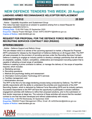 ADM's Defence Week 601 Tenders