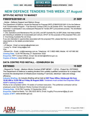 ADM's Defence Week 602 Tenders