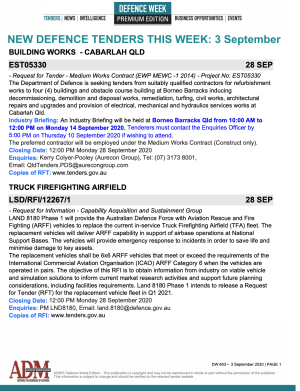 ADM's Defence Week 603 Tenders