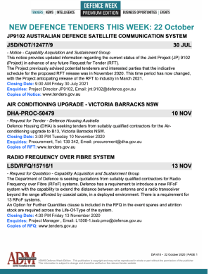 ADM's Defence Week 610 Tenders