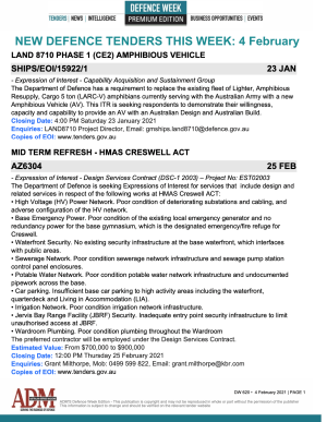 ADM's Defence Week 620 Tenders
