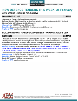 ADM's Defence Week 623 Tenders