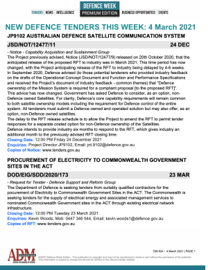ADM's Defence Week 624 Tenders