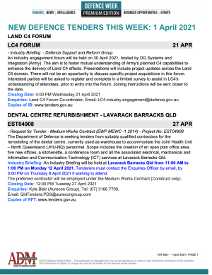 ADM's Defence Week 628 Tenders