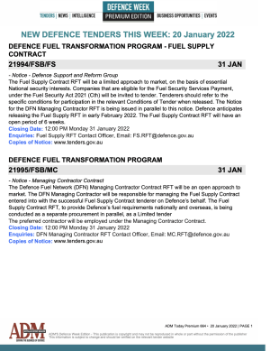 ADM Premium 665 Tenders
