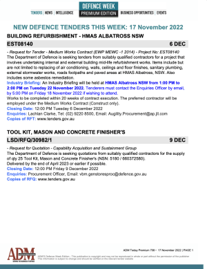 ADM Premium 708 Tenders