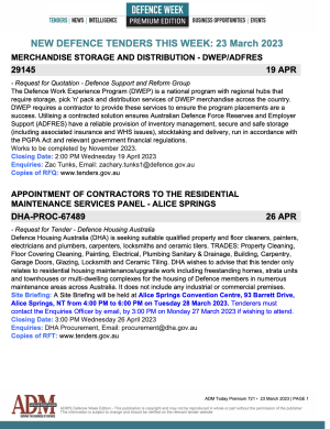 ADM Premium 720 Tenders