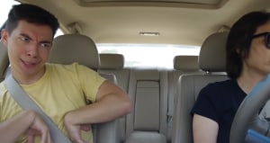Funny car journey with lip synching