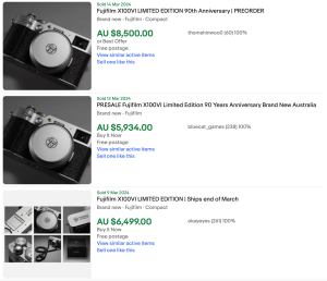 Fujifilm X100VIs are already selling for huge sums