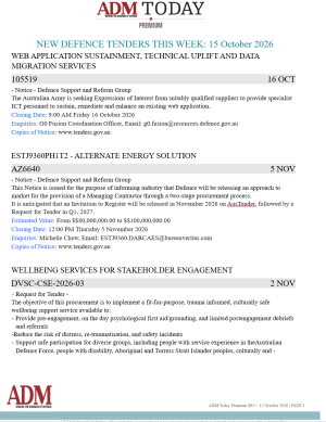 ADM Premium Tenders 15 October 2026