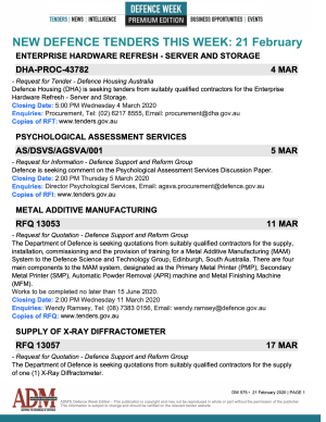 ADM's Defence Week 575 Tenders