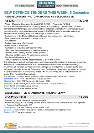 ADM's Defence Week 568 Tenders