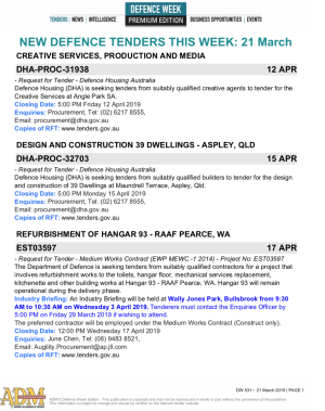 ADM's Defence Week 531 Tenders