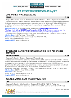 ADM's Defence Week 540 Tenders