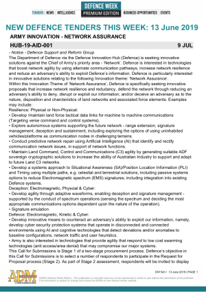 ADM's Defence Week 543 Tenders