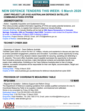 ADM's Defence Week 577 Tenders