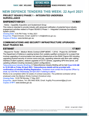 ADM's Defence Week 631 Tenders