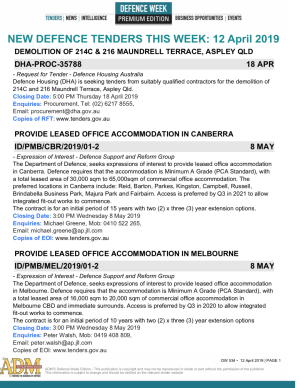 ADM's Defence Week 534 Tenders